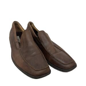 GR Gordon Rush Men's Brown Leather Square Toe Moc Loafers 8.5 Preowned